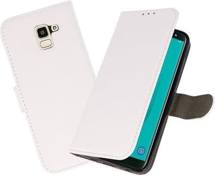 Wit booktype wallet case Hoesje voor Samsung Galaxy J6 2018