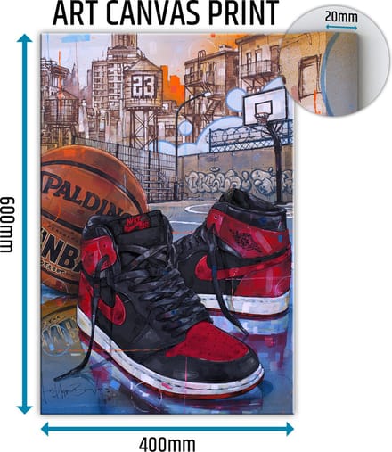 Sneaker canvas basketball banned bred 40x60 cm