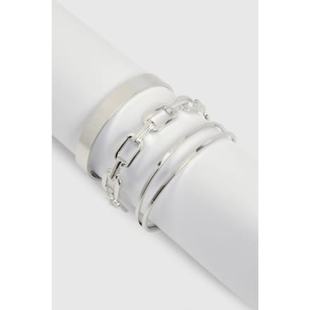 boohoo Dames Chunky bangle armband 3-delige set | Zilver
