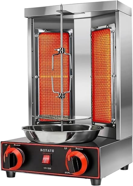 Verticale Grill - Vleesgrill - Gourmet Koken - Rookloze Werking - 53.5 cm - Zwart