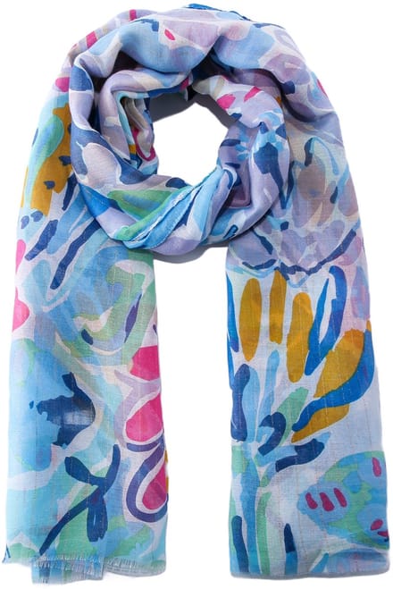 Emilie scarves - sjaal - bloemenprint - lang - blauw - glitter