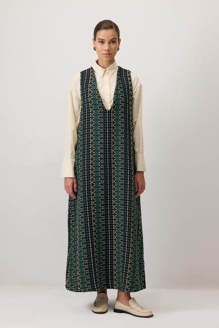 Touché Privé - V-hals tweed overgooier - Groen - Dames