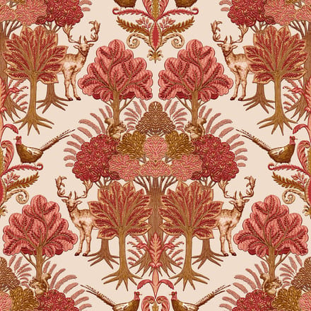 Dutch Wallcoverings - Tapestry Nordic Deer Forest Red - TP422304