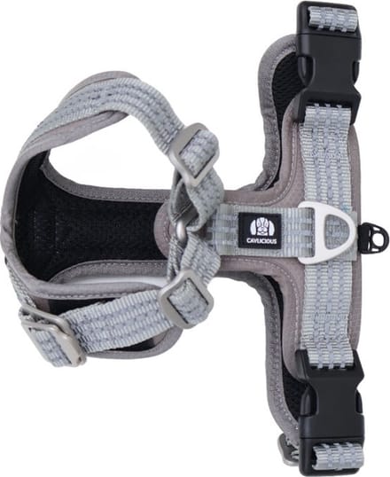 Cavlicious® hondentuig - harnas hond - Y-tuig - grijs reflecterend - anti trek - M