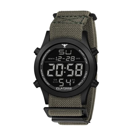 KHS - KHS.PLABSD.DFSGO - Polshorloge - Heren - Kwarts - PLATOON Black Steel Digital