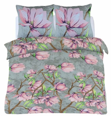 Husch Dekbedovertrek Magnolia - 240x200/220 - Grijs/Roze