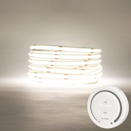 LED Strip COB - 5 Meter - Complete Set - 6000k - Koud Wit - 24V - 480LED/m - Met Draadloze Mi-Light(MiBoxer) Touch Wandbediening(Wit)