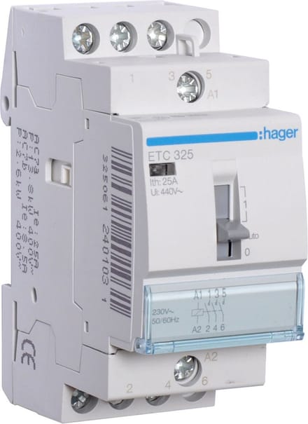 Hager Contactor d/n 3x25a - 230v - 3 - ETC325
