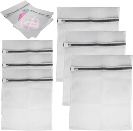 Mesh Waszakken Set - Kleding Beschermers - Wassen Beschermen - Premium Rits - 6 Stuks - Wit