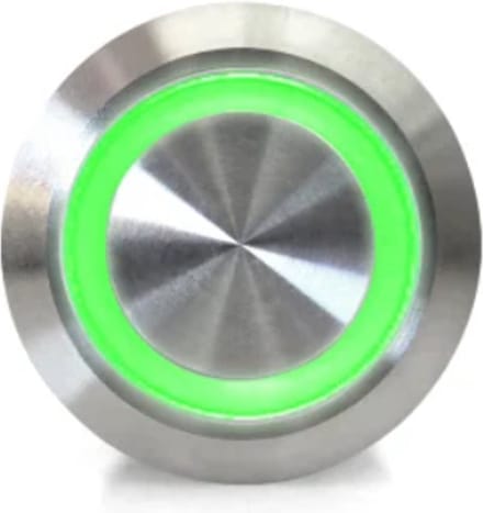 OTRONICÂ® Drukknop | aan-uit self lock | 12-24V LED Groen | RVS | 16mm