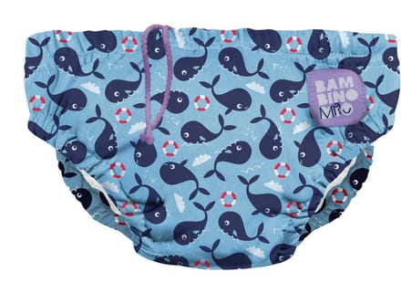 Herbruikbare Zwemluier voor Baby's – Blauwe Walvis motief