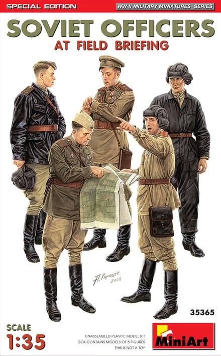 MiniArt Modelbouwpakket Militaire voertuigen - 35365 Soviet Officers at Field Briefing - Special Edition Plastic - 1:35 - Modelbouw