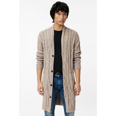 John Varvatos Marras Easy Fit Cardigan With Multi Cabl Wisteria Größe: M | Cardigans Outlet | Herren | Violett