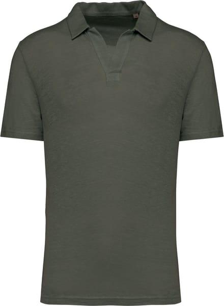 Spasso Linnen herenpolo SP220 - Organic khaki - S