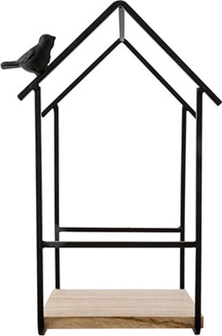 DECOREK HOUSE 1 BIRD ZWART H24,5CM