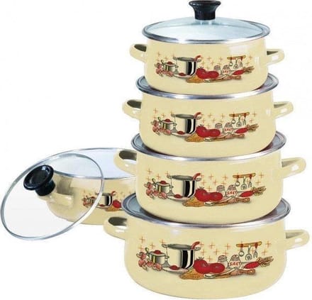 Klausberg 7170 - 10 delige pannenset - emaille - creme