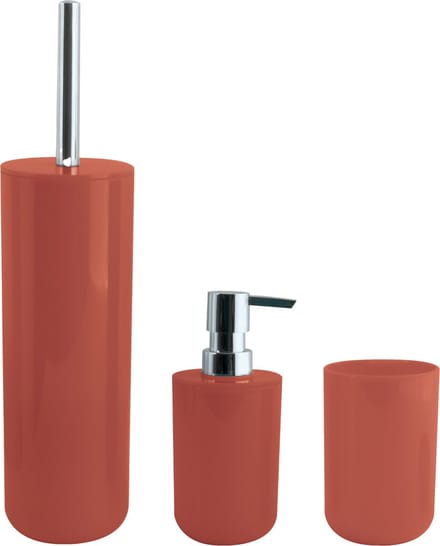 MSV Badkameraccessoire Moods - toiletborstel in houder - beker - zeeppompje - terracotta - kunststof