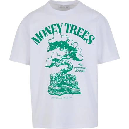 Mister Tee - Green Money Trees Oversize Heren Tshirt - L - Wit