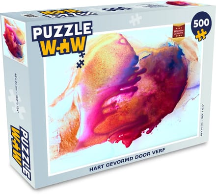 Puzzel Waterverf - Hart - Abstract - Legpuzzel - Puzzel 500 stukjes