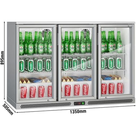 GGM Gastro Barkühlschrank - 1350mm - 320 Liter - mit 3 Glasflügeltüren - Grau