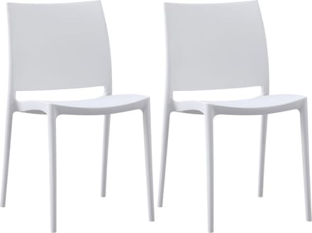 CLP Meton Set van 2 Tuinstoelen - Stapelbaar - Onderhoudsvriendelijk - Weerbestendig - wit