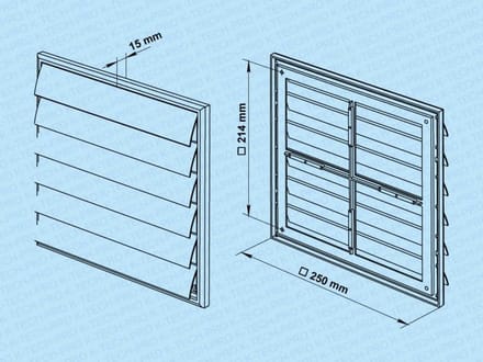Ventilatierooster zelfsluitend 250x250mm - Insectenbescherming zonder flens