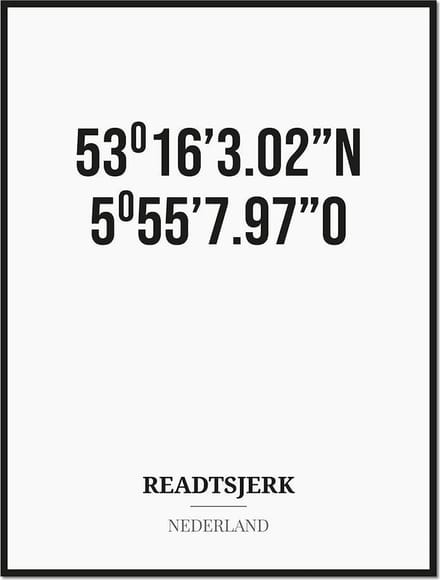 Poster/kaart READTSJERK met coördinaten