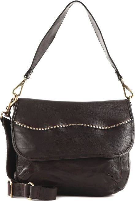 CAMPOMAGGI Leren Schoudertas Diana Shoulder Bag Moro Donkerbruin