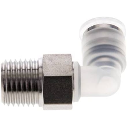 6mm x R1/4'' 90 graden L-verbinding PA/RVS Insteekfitting Buitendraad Draaibaar EPDM/PTFE