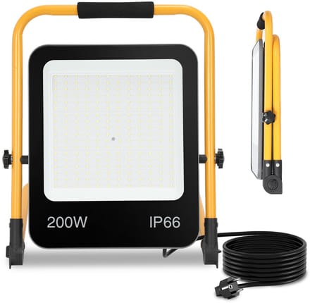 LED Bouwlamp met Statief - 200W 6000K Koud Wit - Werklicht - Buitenlamp - IP66 Waterdicht