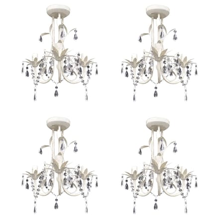 vidaXL - Kroonluchters - kristal - 4 - st - elegant - wit