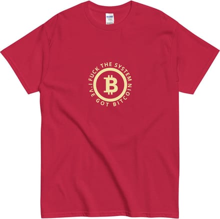 F*ck the System Bitcoin Tshirt - Dames Heren - Crypto Statement - Rood - L