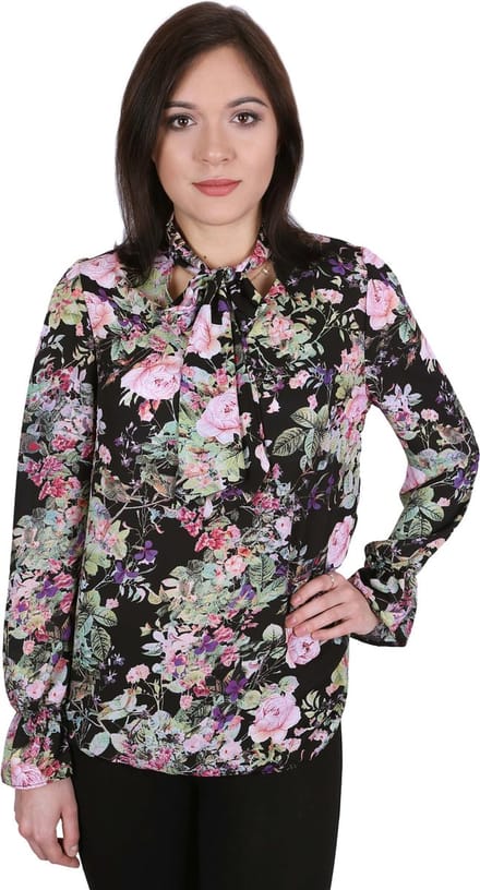 Zwarte blouse met bloemen JOHN ZACK