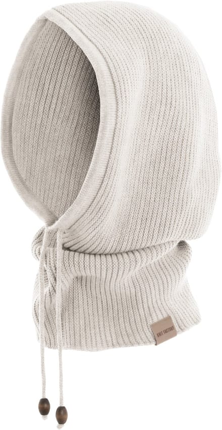 Knit Factory Evy Colsjaal met capuchon - Beige - One Size