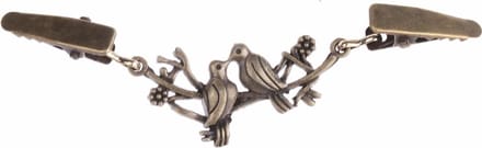 Fako Bijoux® - Vestsluiting - Vestclip - Sjaalspeld - Vestklem - Vogels - Bronskleurig