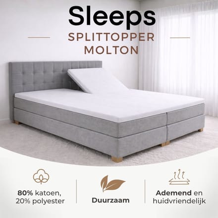 Sleeps Splittopper Molton Hoeslaken Stretch - 120x220 cm - Matrasbeschermer - Split Enkel
