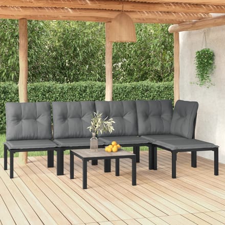 vidaXL - 6-delige - Loungeset - poly - rattan - zwart - en - grijs