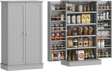 HOMCOM voorraadkasten - Spaanplaat - 60x30x104cm - Grijs