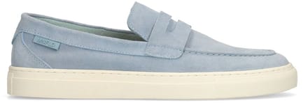 Manfield - Heren - Blauwe suède loafers - Maat 46