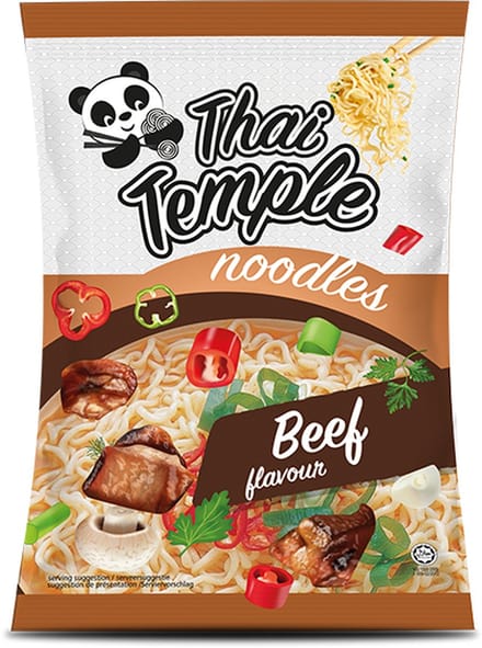 Thai Temple® | 30 x 65 gr Panda Noodles | RUND | Beef flavour | instant noedels | multipack