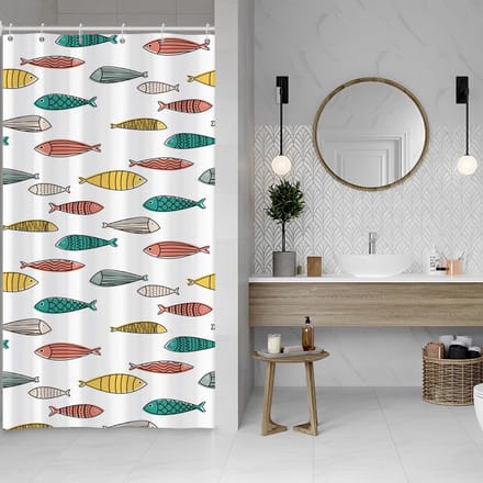 Vrolijk Vis Douchegordijn Waterdicht Polyester 90x180 cm met Haken