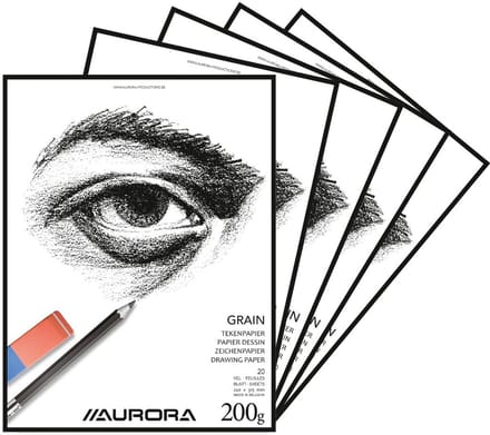 Aurora Tekenblok - Grain - Tekenpapier - Schetsblok - 240 mm x 315 mm - 200g - 20 vel - 10 Stuks