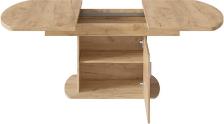 Eikenkleur Spaanplaat Uitschuifbare Eettafel Met Opslag 140-200x80cm Voor Eetkamer Woonkamer