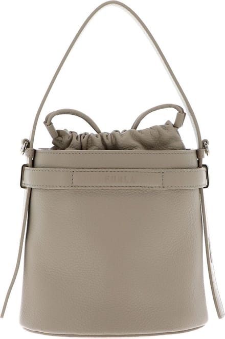 FURLA Leren Handtas Giove Mini Bucket Bag Grano Taupe