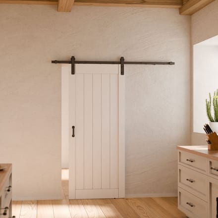 Schulte complete schuifdeur - hout - 90x215cm - eiken wit - zwart open systeem -Softclose