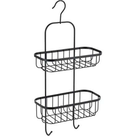 Aquavive Doucherek - 2-laags - Ophangbaar - Metaal - Zwart - 24x50x12,5cm