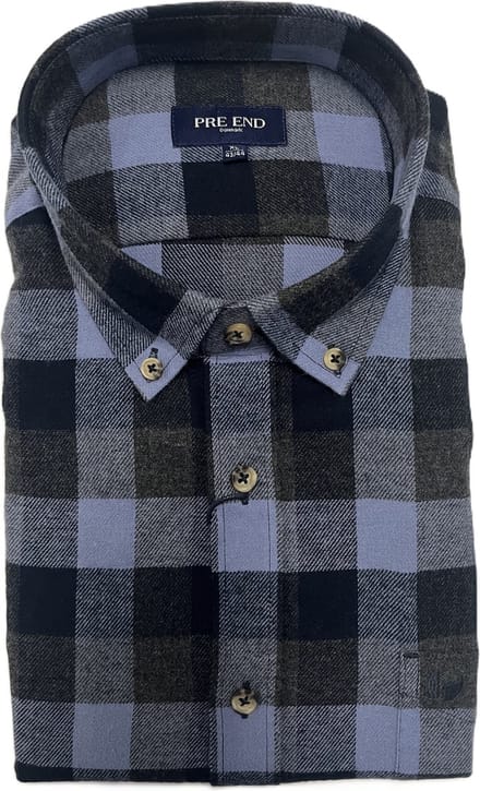 Pre End - Overhemd heren - flanel - colony blue - geruit - maat L