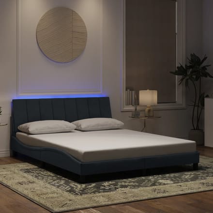 vidaXL - Bedframe - met - LED - zonder - matras - "Hanko" - donkergrijs - 160x200 - cm