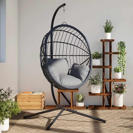 vidaXL - Standaard - voor - Hang-Ei - Stoel - zonder - Mand - Antraciet