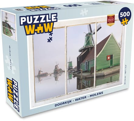 Puzzel Doorkijk - Water - Molen - Legpuzzel - Puzzel 500 stukjes